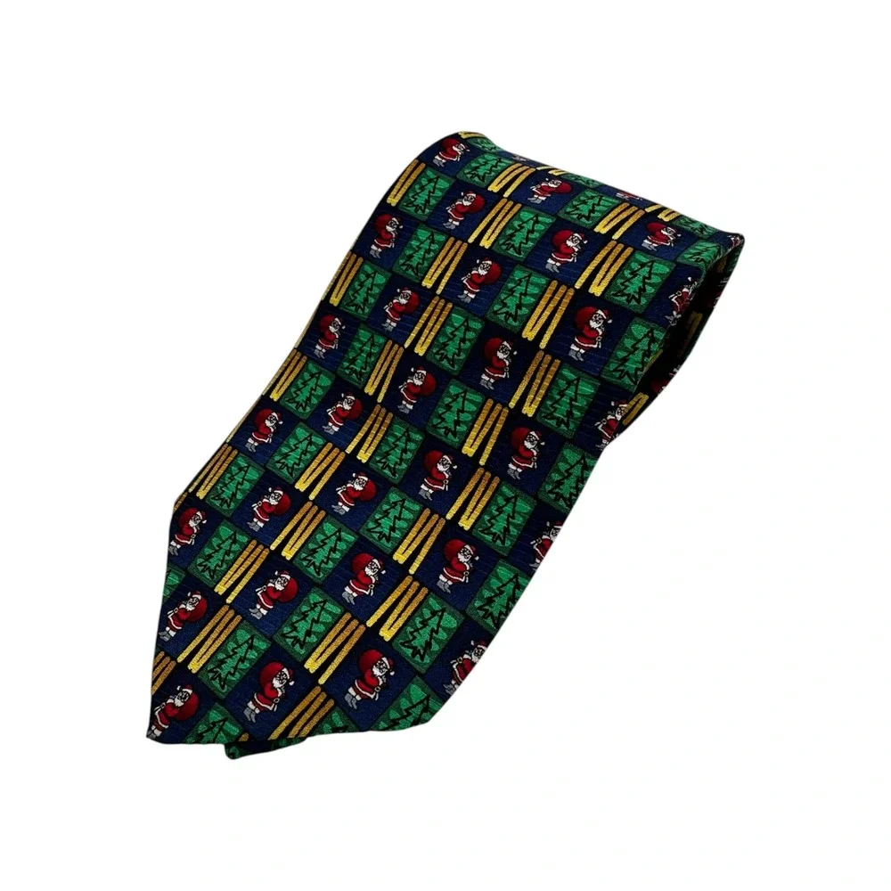 Cape Code Christmas Tie 100% Silk Santa Christmas Tree Holiday Mens 59